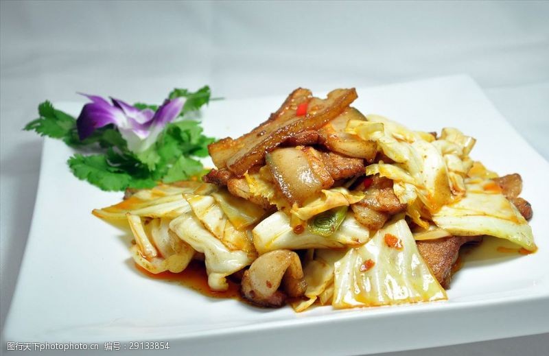 包菜炒肉图片素材