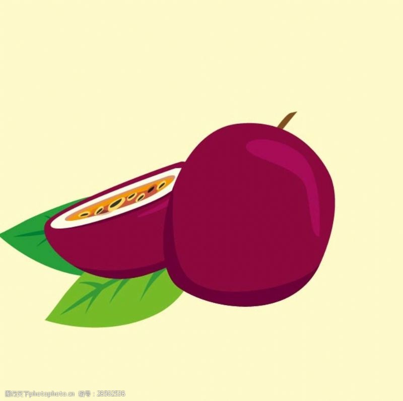 水果蔬菜图标美食卡通百香果