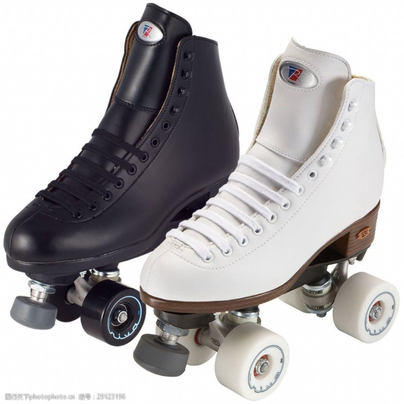 滑冰鞋黑白两只溜冰鞋免抠png透明素材