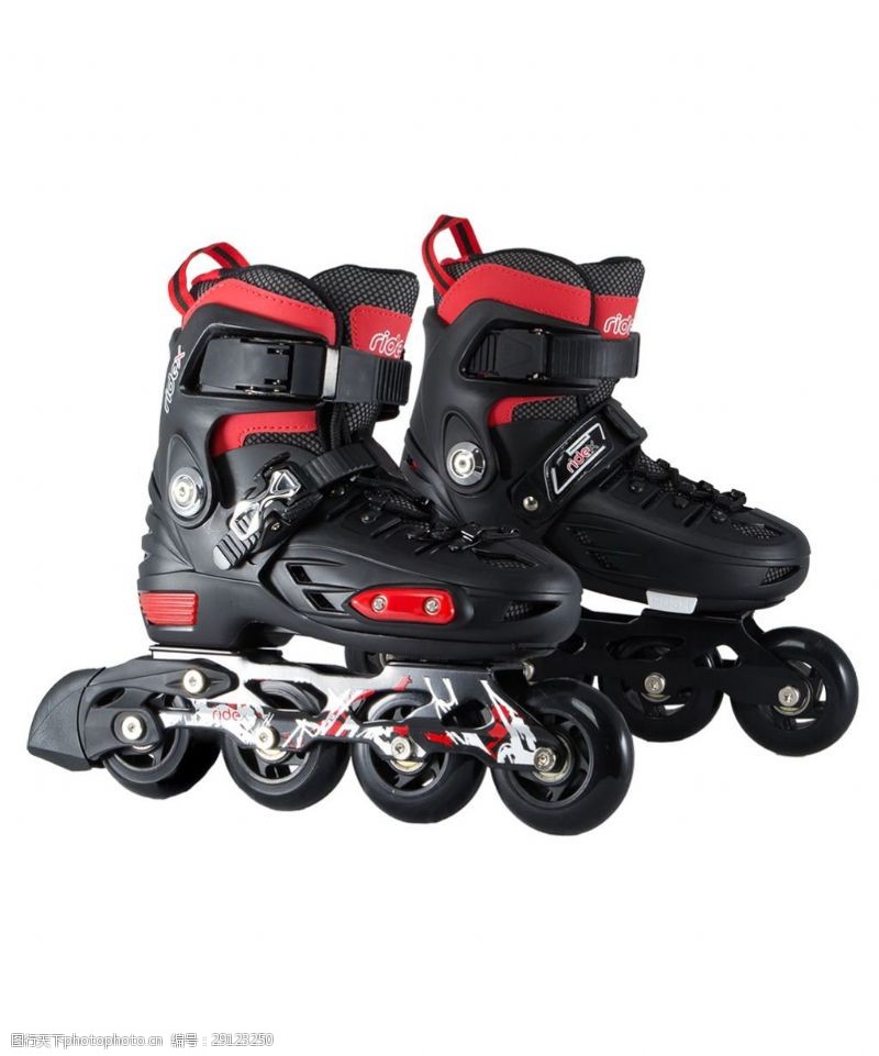 滑冰鞋黑红四轮溜冰鞋免抠png透明素材