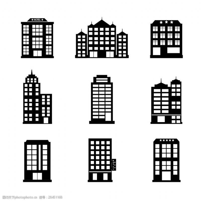 建筑公司黑色网页UI公司高楼大厦建筑icon图标