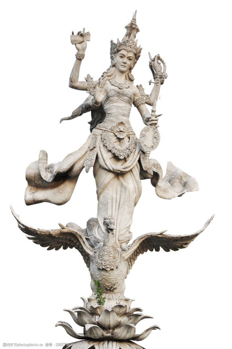 茹茹印度教妙音天女雕像免抠png透明素材