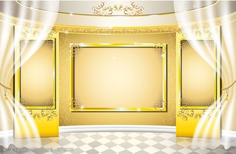 欧式舞台矢量质感金色舞台背景素材
