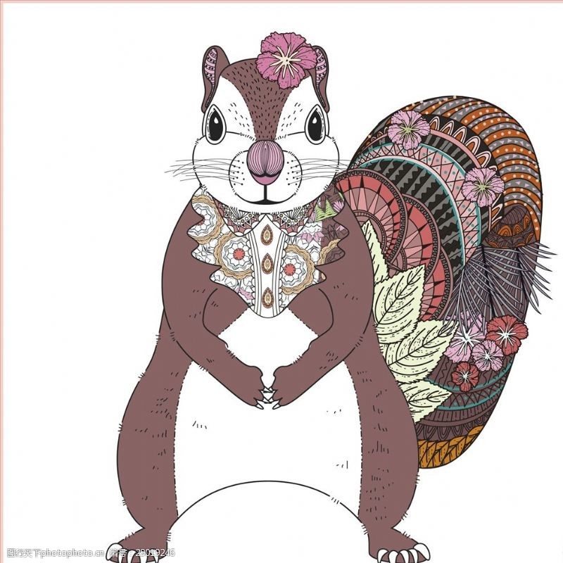 鼠绘手绘民族风动物花纹矢量图下载