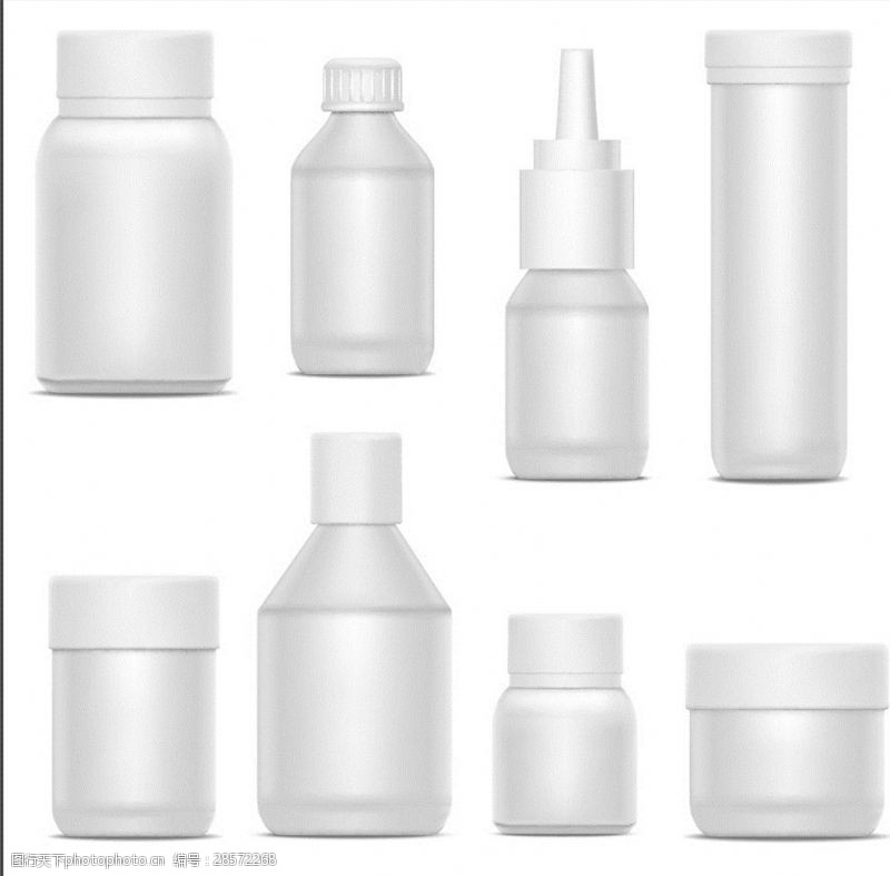 药瓶子多款白色瓶子包装设计矢量素材