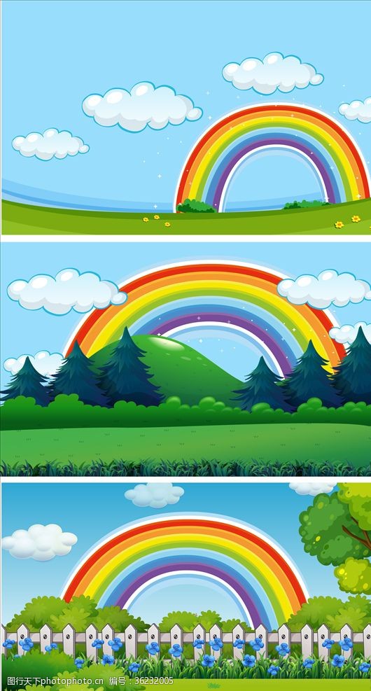 小神童卡通彩虹背景
