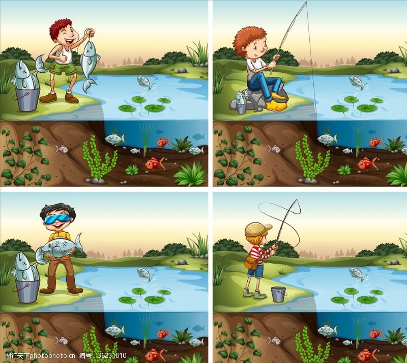 公告栏卡通钓鱼