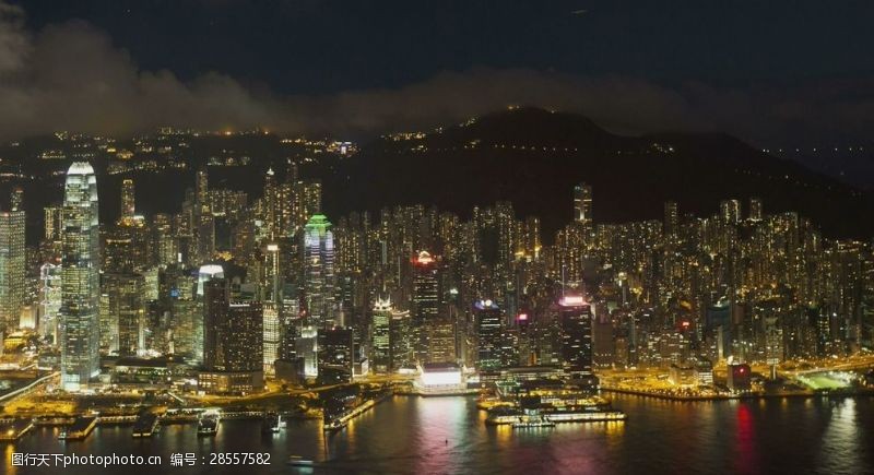 风景合成美丽香港城市高楼密集昼夜变化