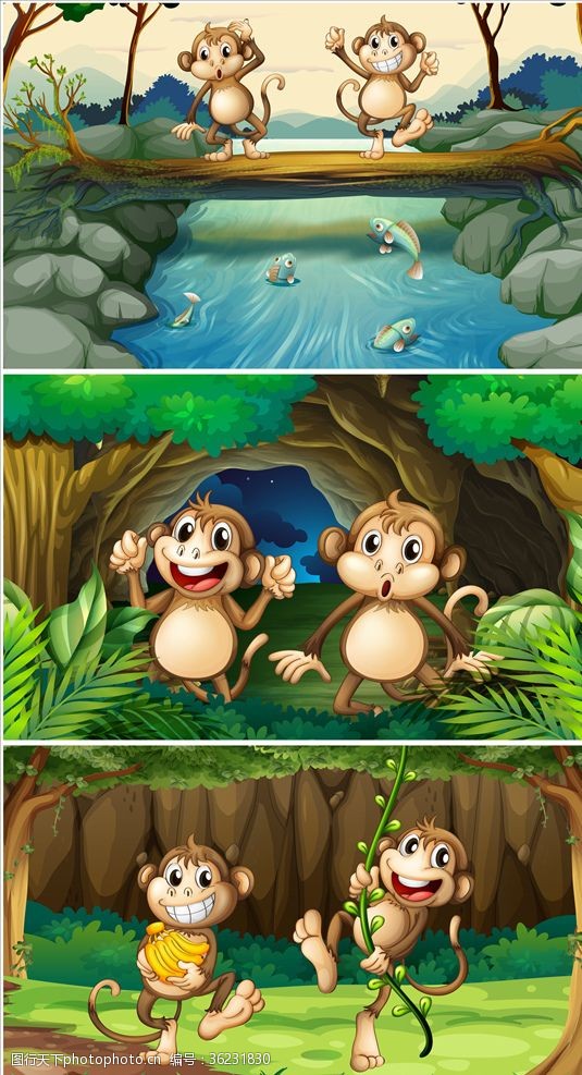 儿童节展版森林猴子
