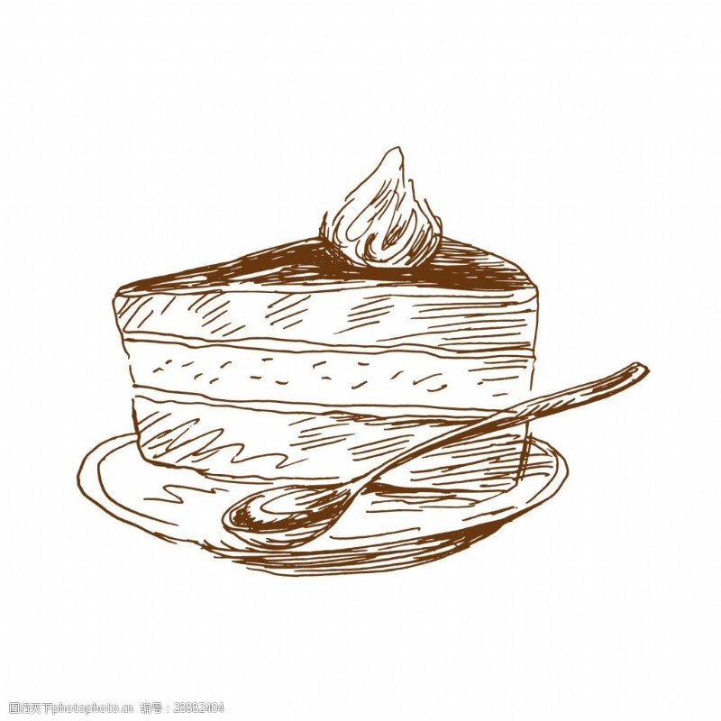 手绘蛋糕手绘素描蛋糕元素