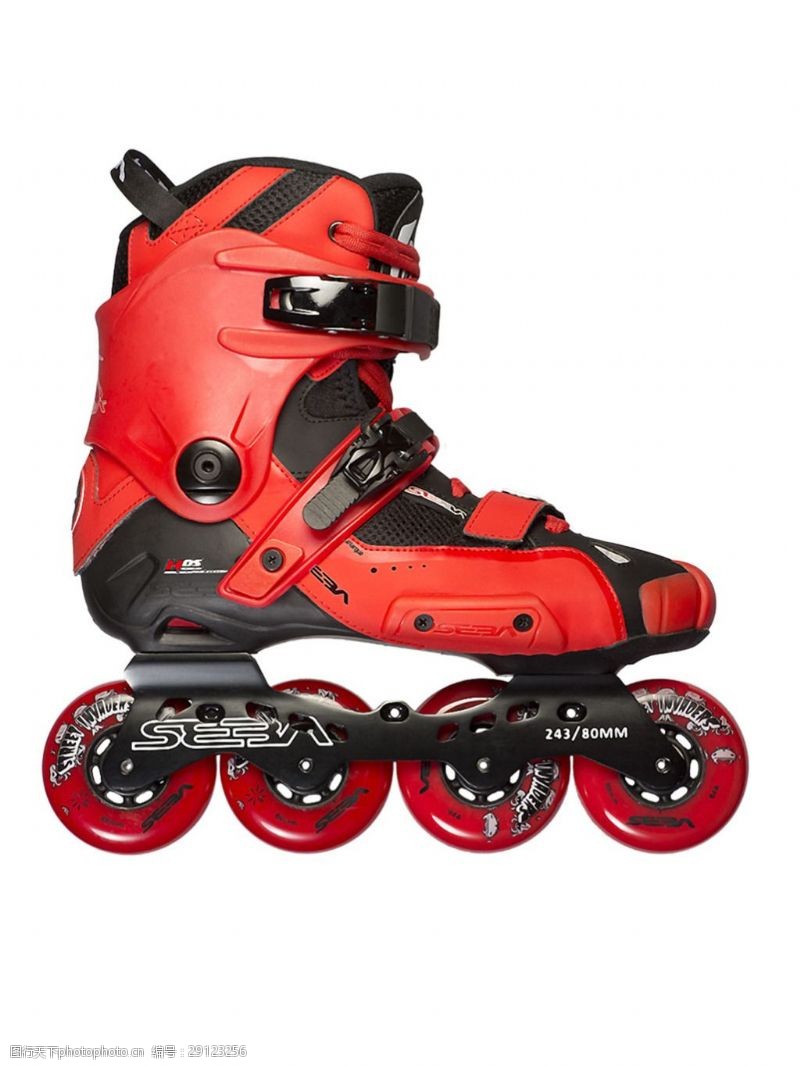滑冰鞋红黑色彩溜冰鞋免抠png透明素材