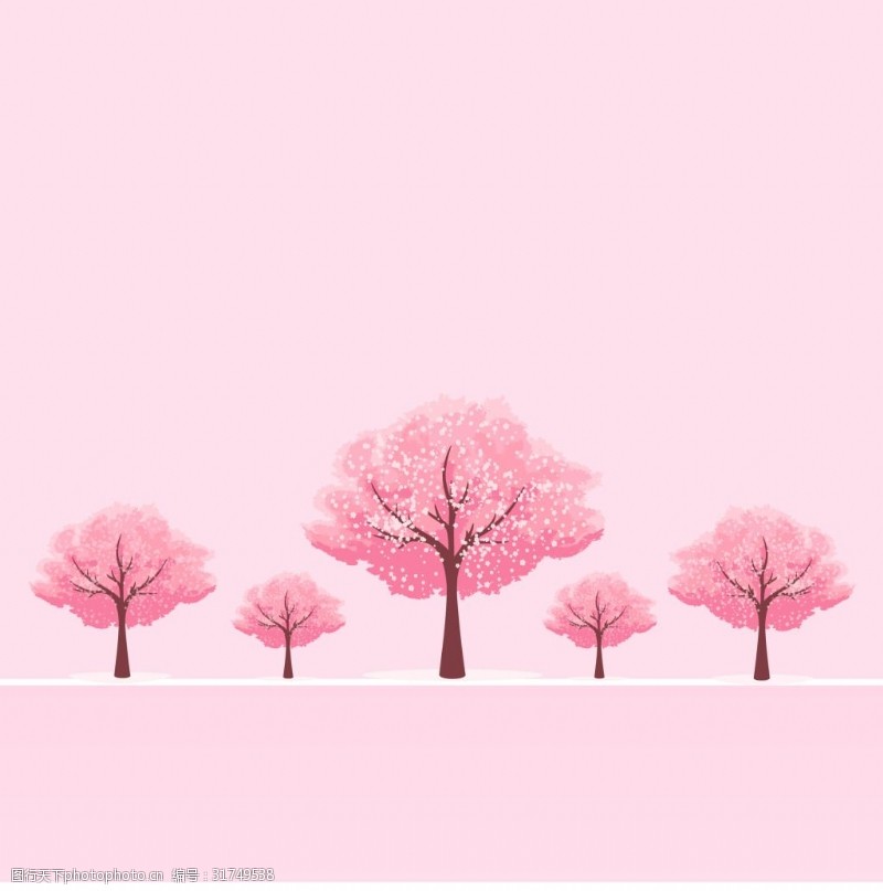 粉红色的樱桃树矢量背景