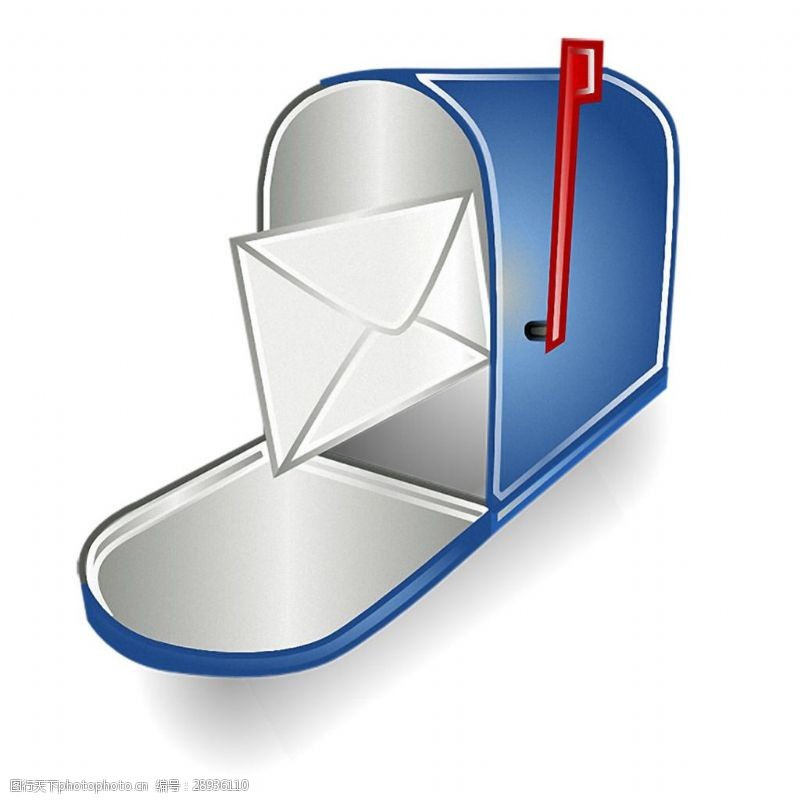 复古箱子蓝色打开的信箱免抠png透明素材