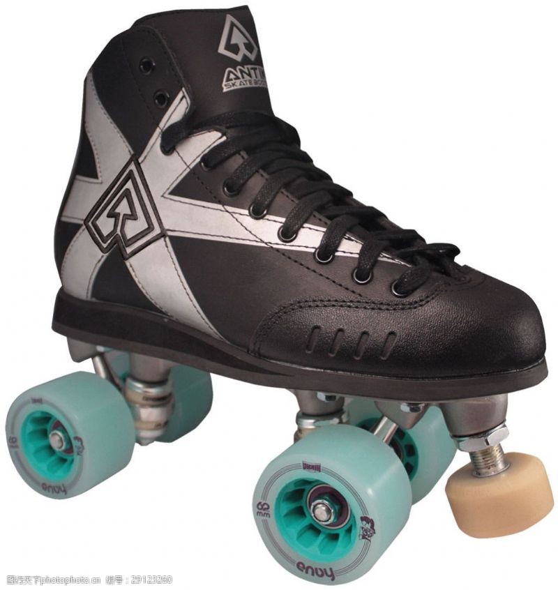 滑冰鞋蓝色轮子黑色溜冰鞋免抠png透明素材