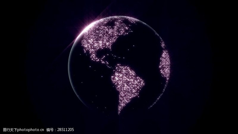 全球鹰紫色光影地球缩放特效循环视频素材