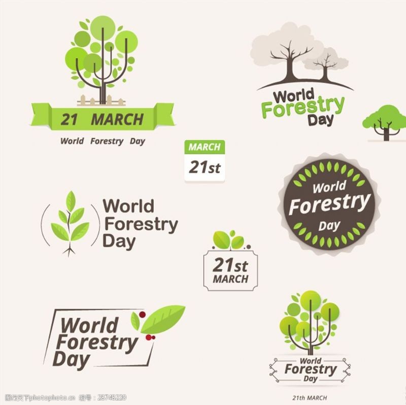 world9款绿色国际森林日标志矢量素材