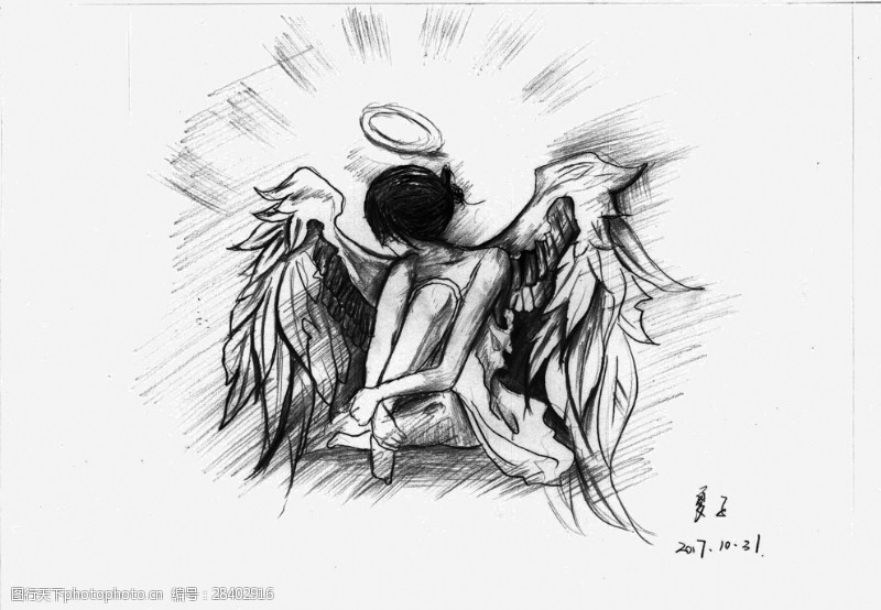 设计手稿天使之翼纹身手稿