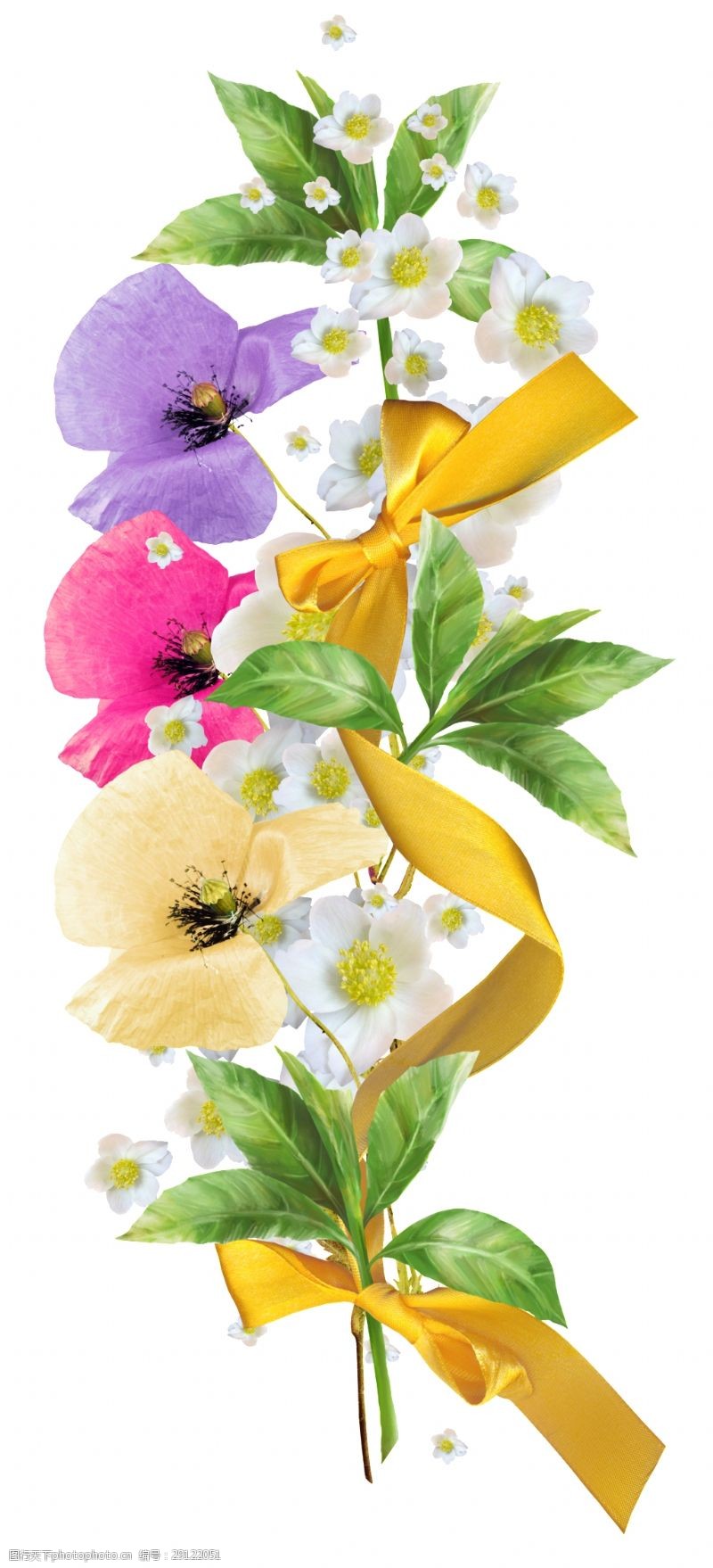 花束装饰手绘水彩多彩鲜花花束png透明素材