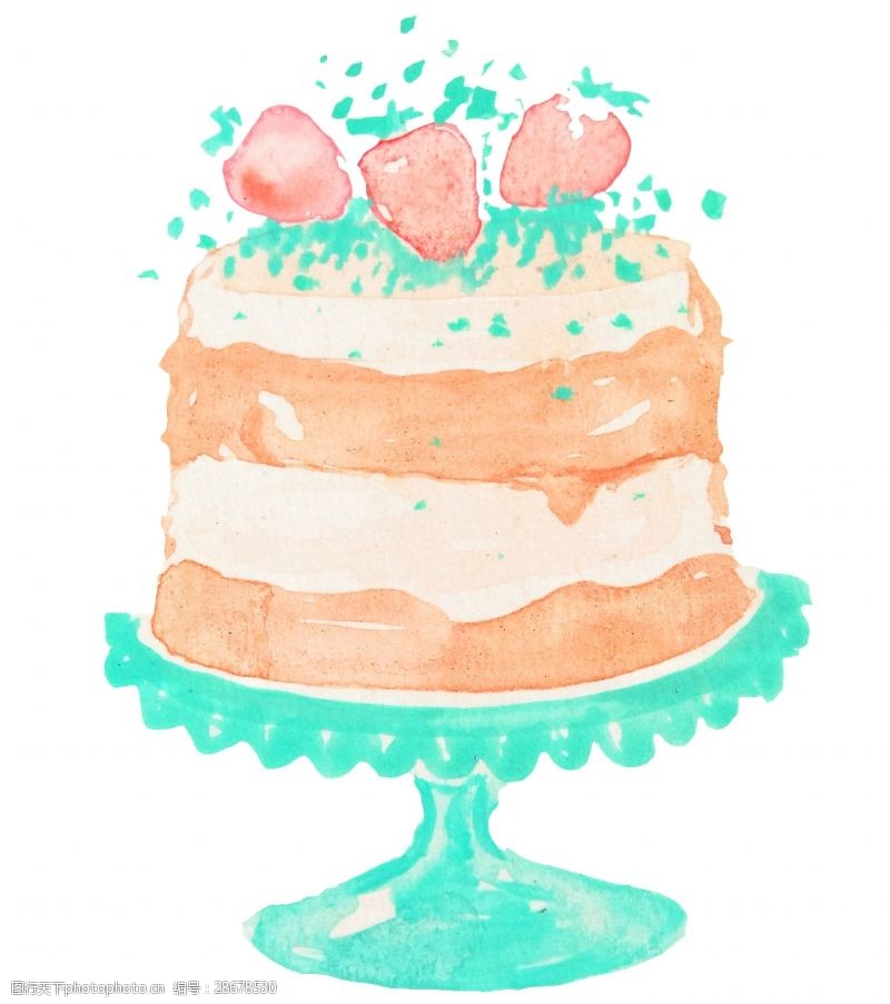 手绘蛋糕手绘生日蛋糕png透明素材