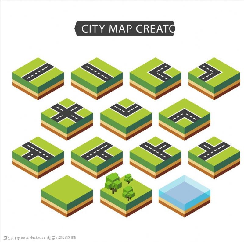立体城市规划卡通城市建筑