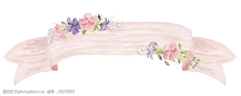 抠图专用粉色缎带花卉卡通透明素材