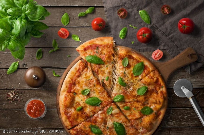 披萨图案美味西式番茄披萨psd源文件