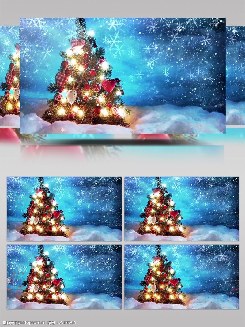 发光圣诞树圣诞树下雪发光视频素材