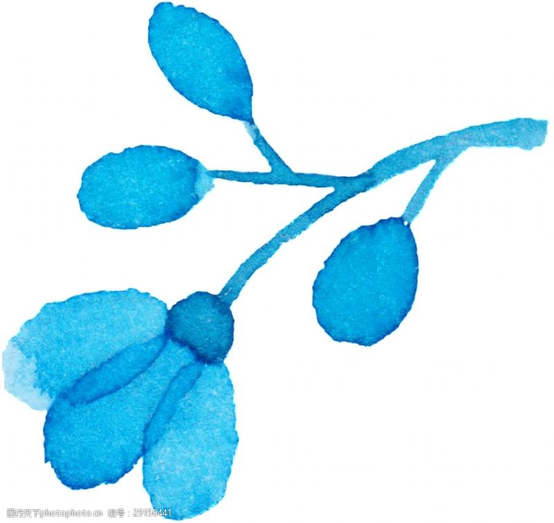 花束装饰水蓝花枝卡通透明素材