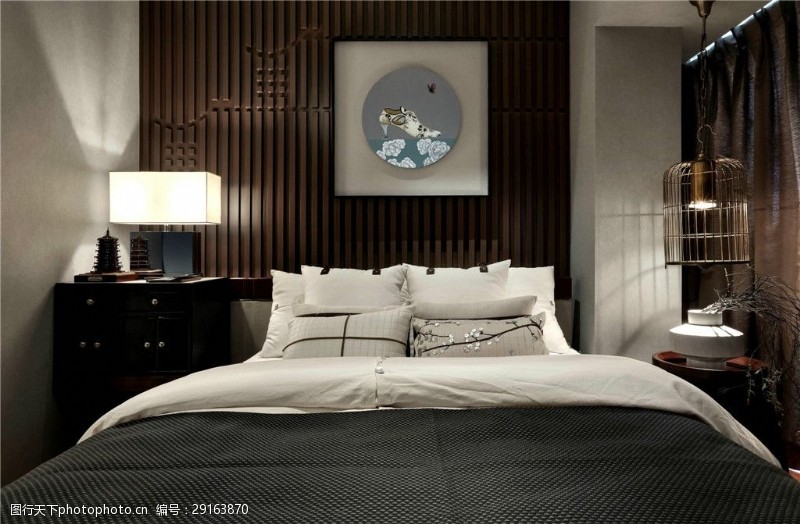 床头简约现代风卧室床效果图