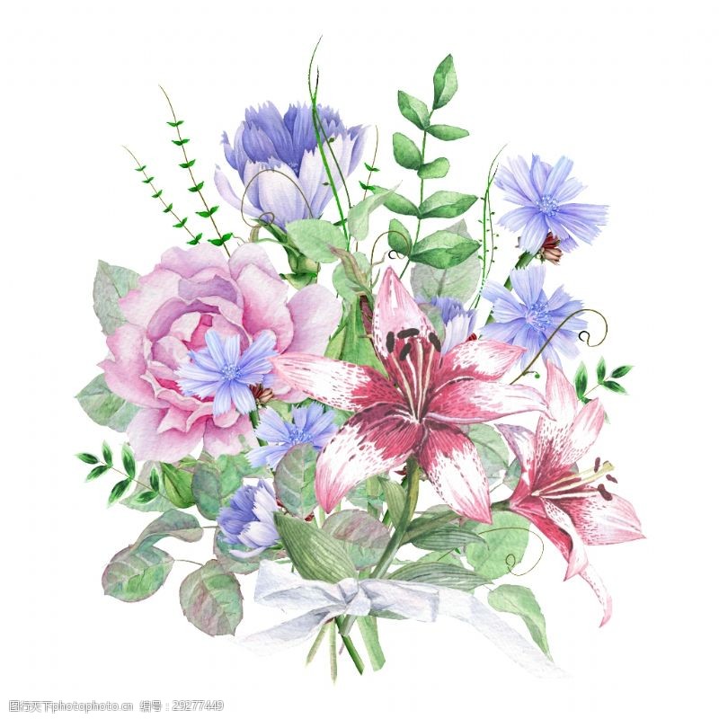 多种图案手绘多种水彩花朵png透明素材