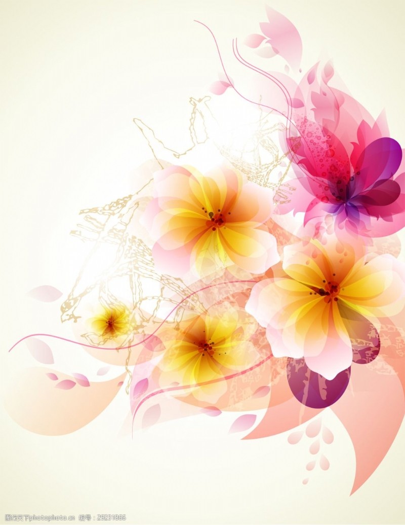 矢量花纹免费下载花朵彩绘矢量图背景素材