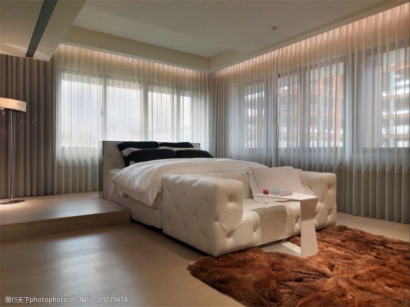 时尚装修现代时尚卧室金褐色地毯室内装修效果图