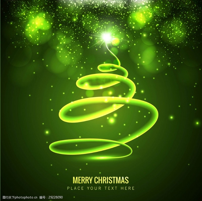 发光圣诞树绿色螺旋圣诞树背景