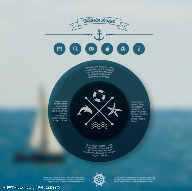 商业横幅海洋帆船背景商务科技图矢量素材