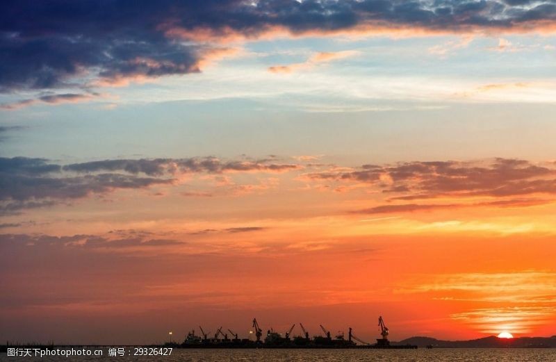 多娇江山夕阳下的大海美景