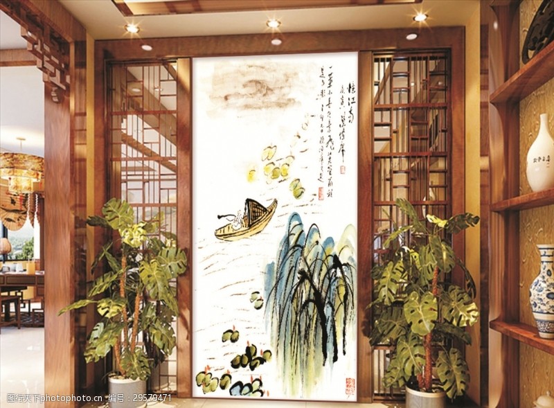 抽象油画画屏中国风写意意境抽象山水油画