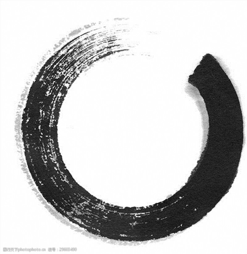 中国风笔刷墨染水墨圆圈