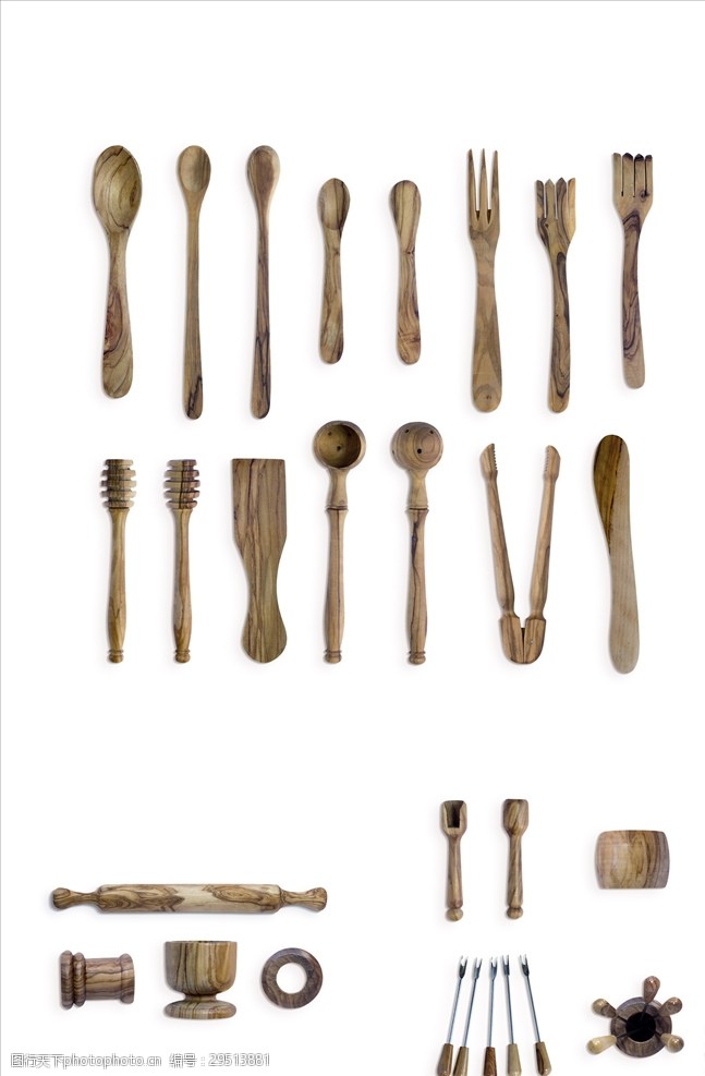版面背景免抠厨房叉勺木质道具png素材
