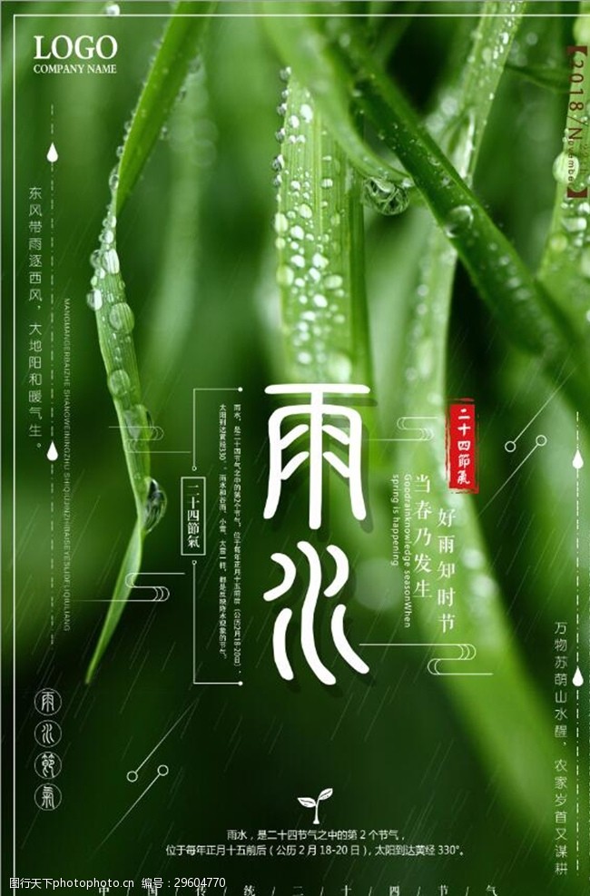 树枝节宣传传统二十四节气雨水