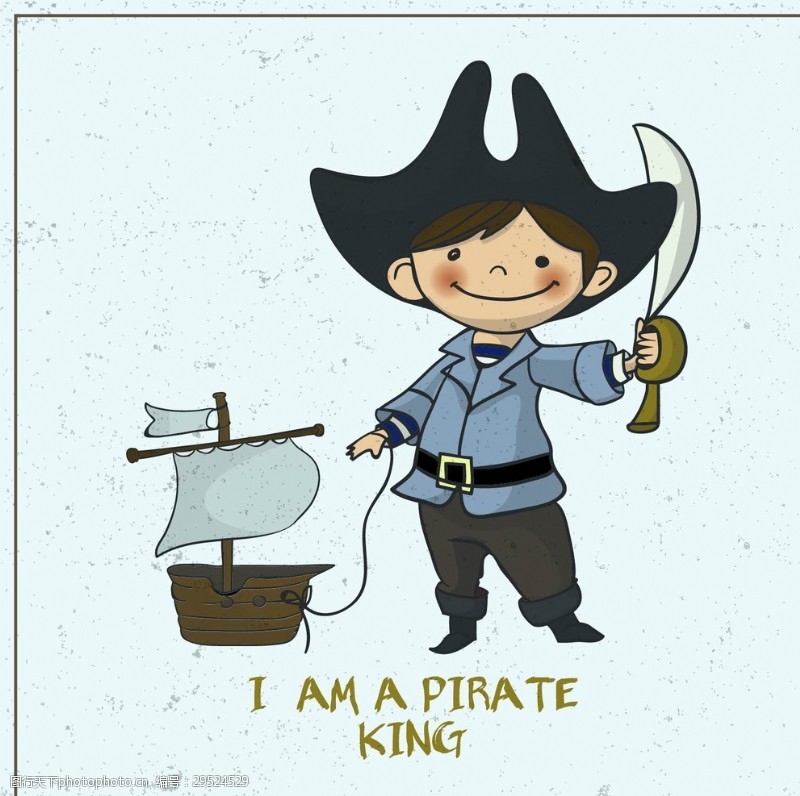 儿童海盗船手绘海盗船插图