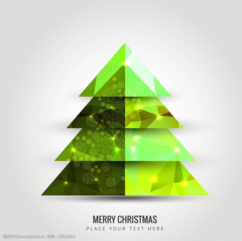 闪亮手绘绿色圣诞树