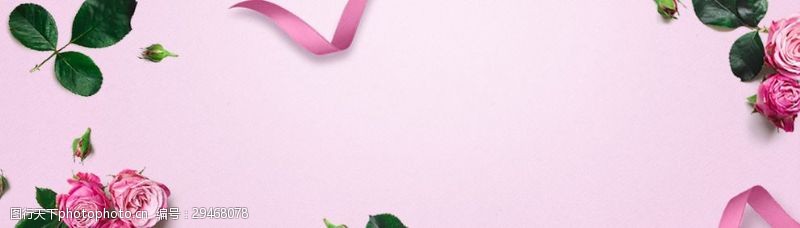 38海报淘宝天猫情人节粉色玫瑰花背景