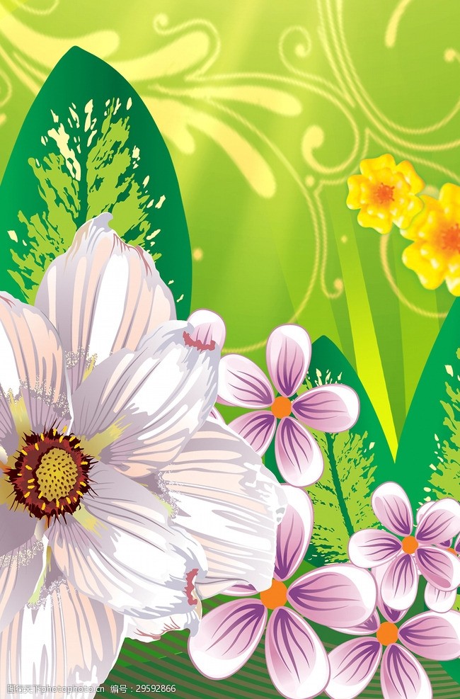 抽象油画画屏绿色花纹淡粉色花卉