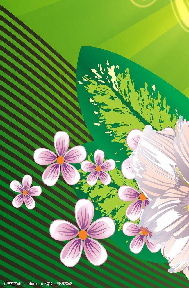 抽象油画画屏绿色花纹淡粉色花卉