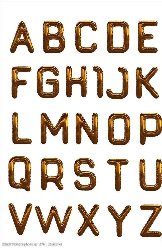 3d立体字金色字母立体3D建模渲染设计素