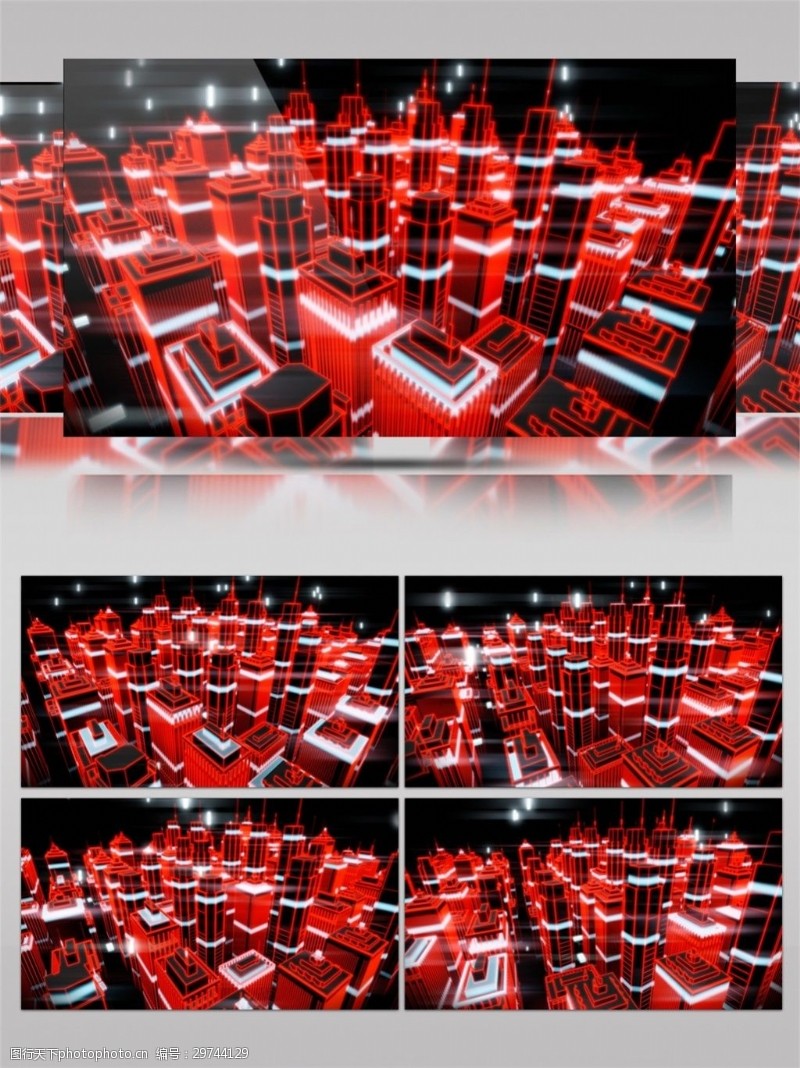 led闪烁灯光红色炫光城市动态视频素材