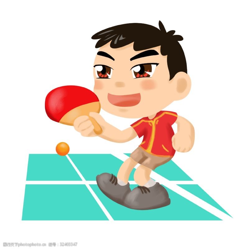 欢乐开学季卡通运动系儿童插画之乒乓球少年