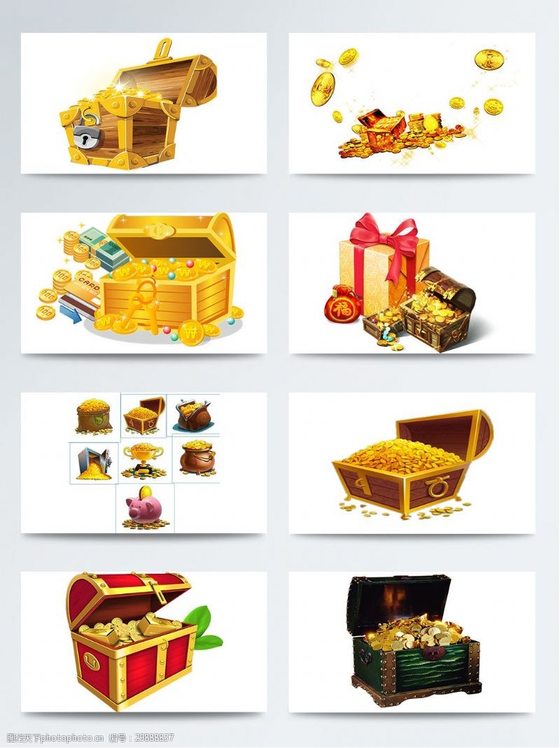 金币箱子金款金色箱子金币图案