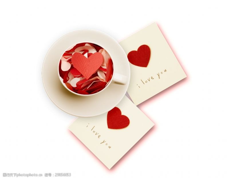 质感红心白色质感杯子卡片情人节装饰素材