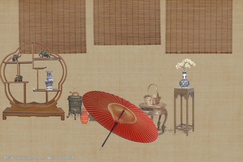 婚纱人像摄影中国风古风工笔画影楼相册模板